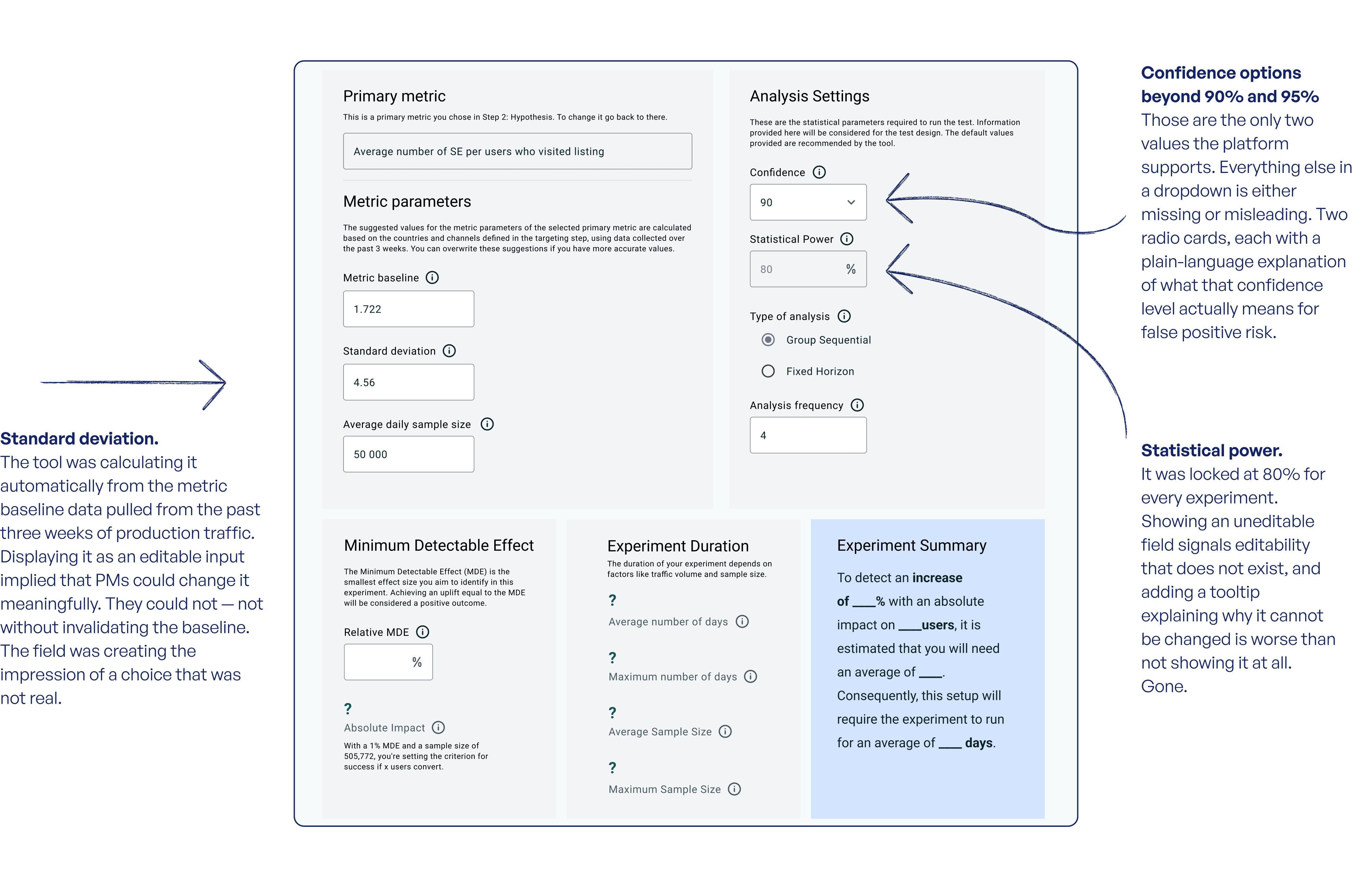 Before and after: fields removed from the setup form