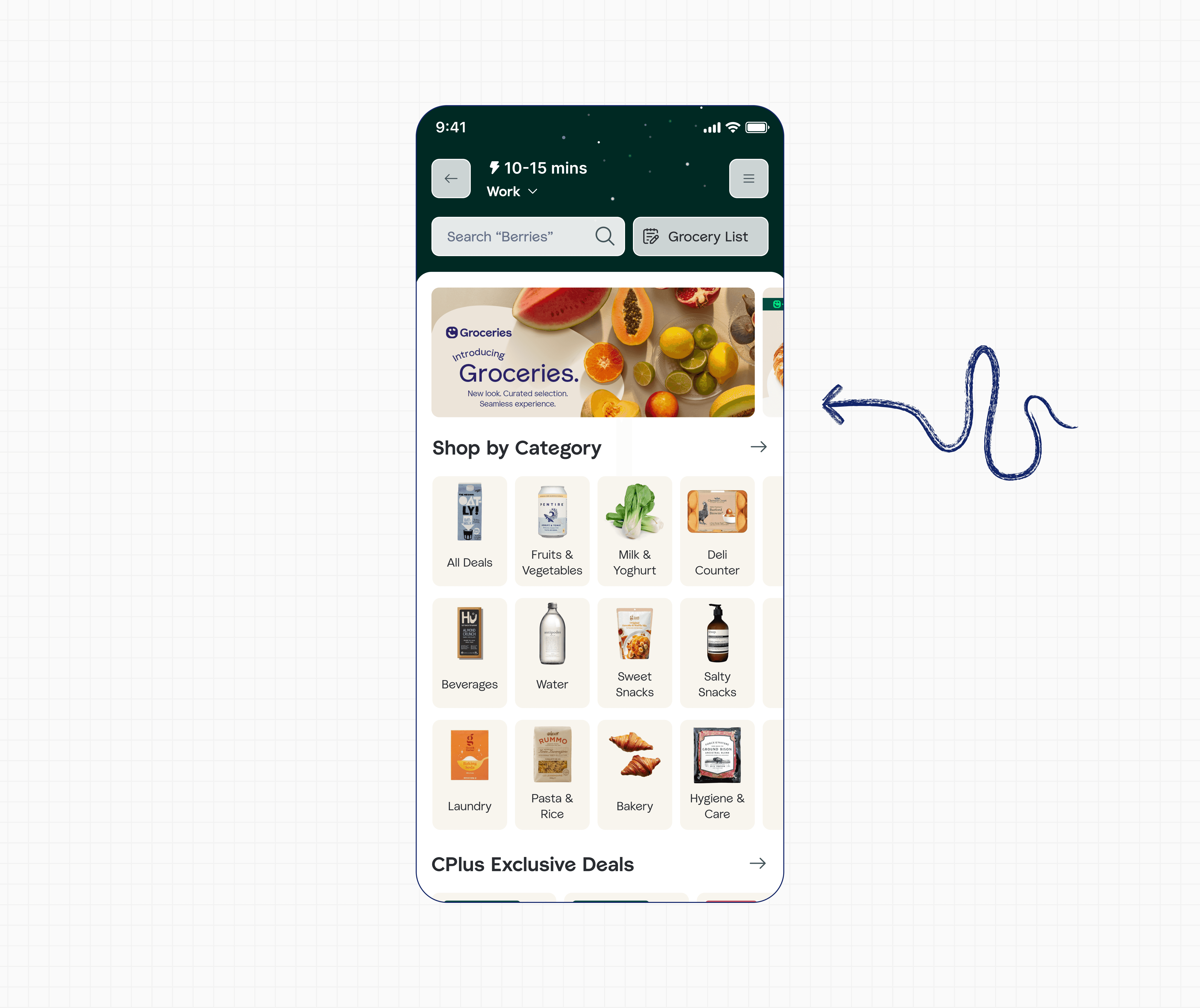 Careem Quik groceries home screen